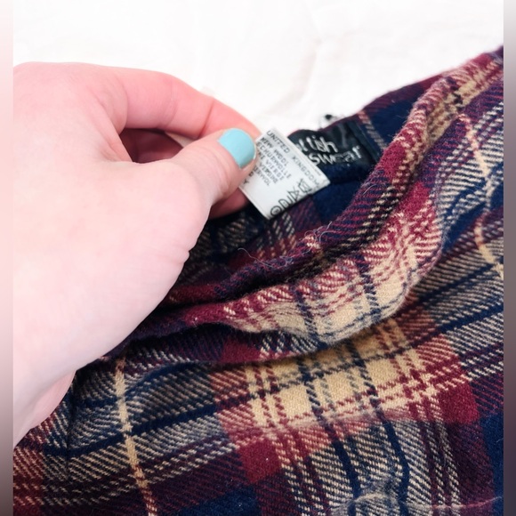 True vintage maroon burgundy navy blue cream wool midi kilt skirt - Picture 5 of 8